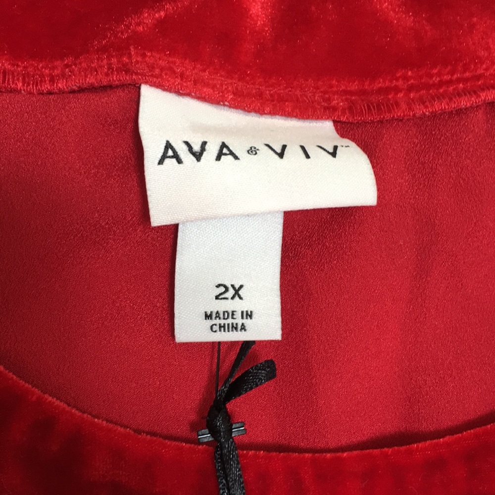 NWT Ava & Viv Red Velvet Top - Picture 2 of 10